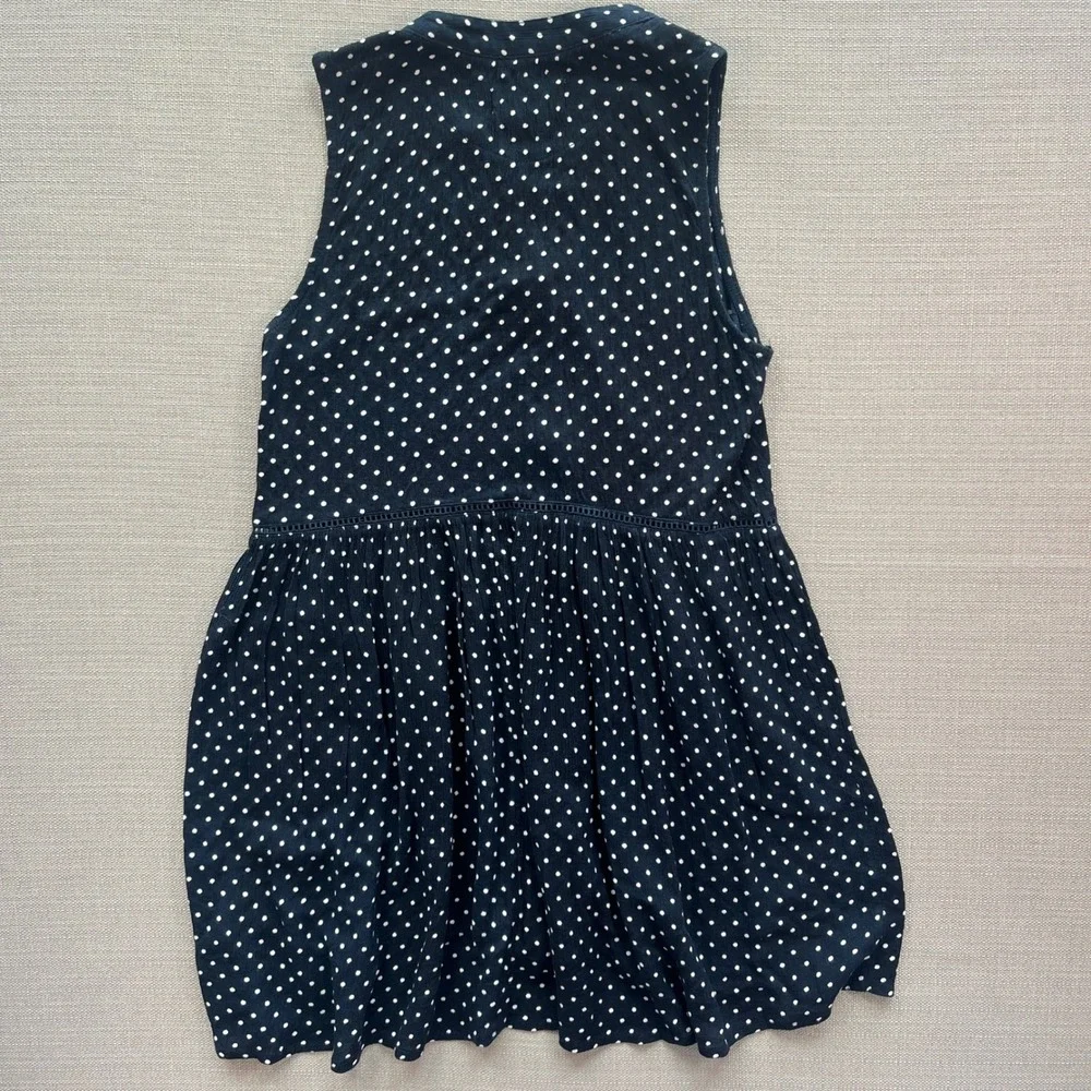 By Anthropologie Sleeveless Hi-Low Dress Size S Polka Dots Babydoll Mini Dress - Picture 2 of 9